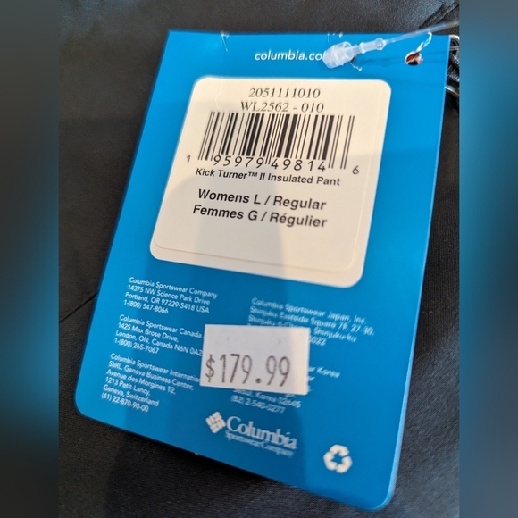 COLUMBIA Women's Kick Turner Insulated Pants, black Size L - Picture 2 of 10